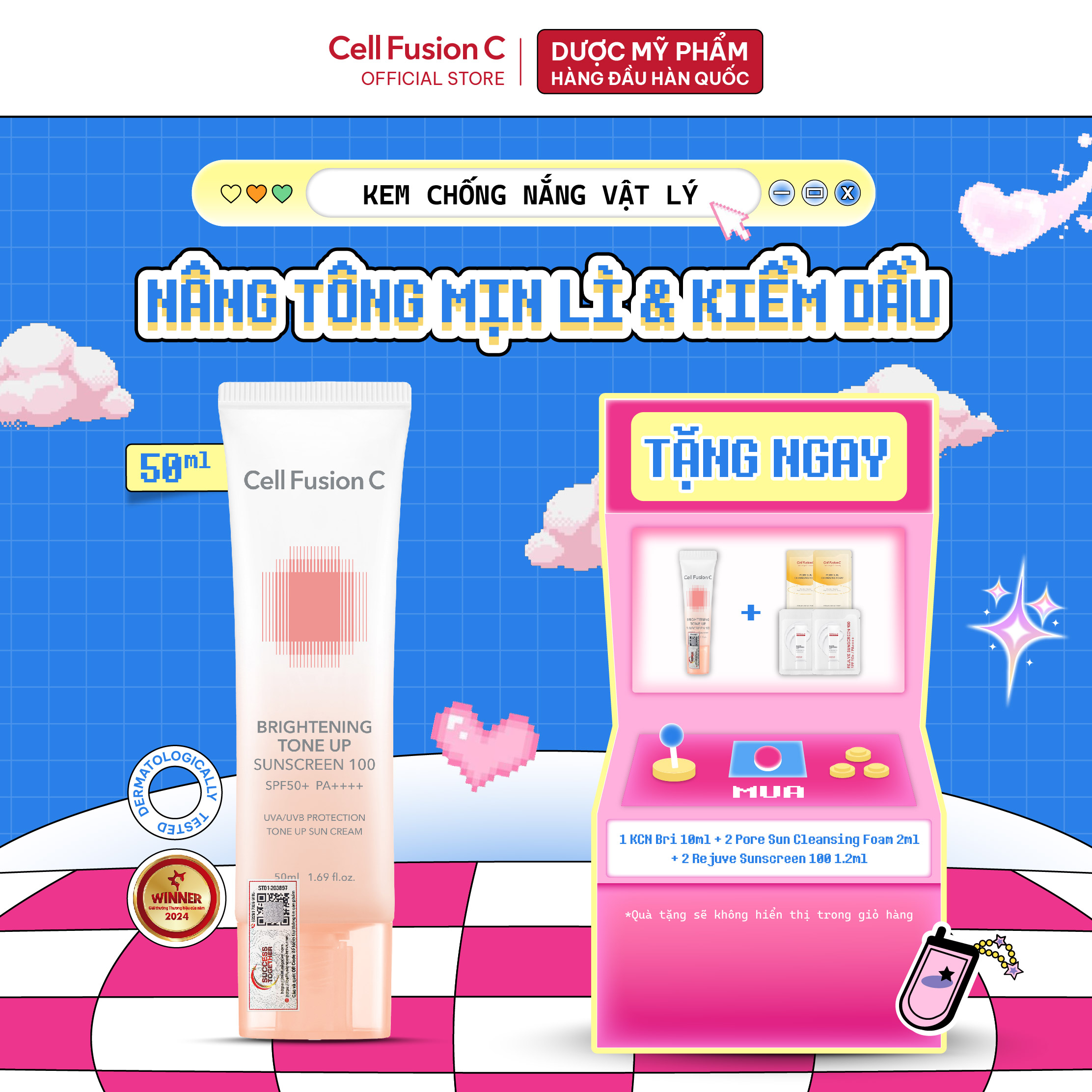 Kem Chống Nắng Dưỡng Trắng Nâng Tone Da Cell Fusion C Brightening Tone Up Sunscreen 100 SPF50+/ PA +