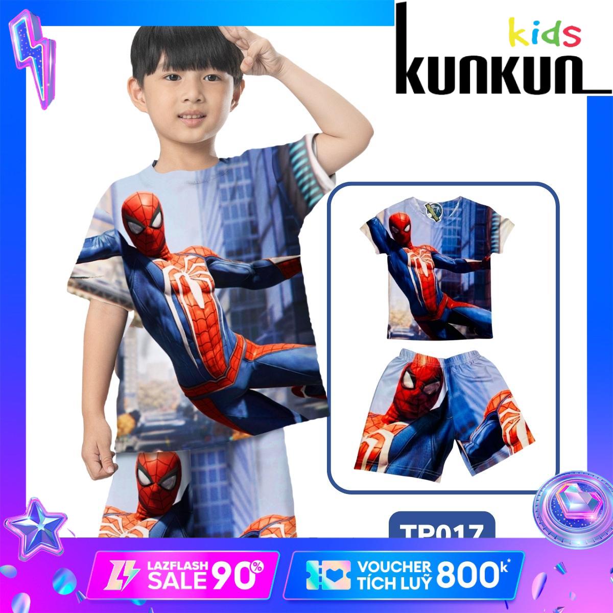 Quần áo bé trai Thun lạnh size đại cho bé từ 10kg-60kg In 3D Hình Nhện TP017