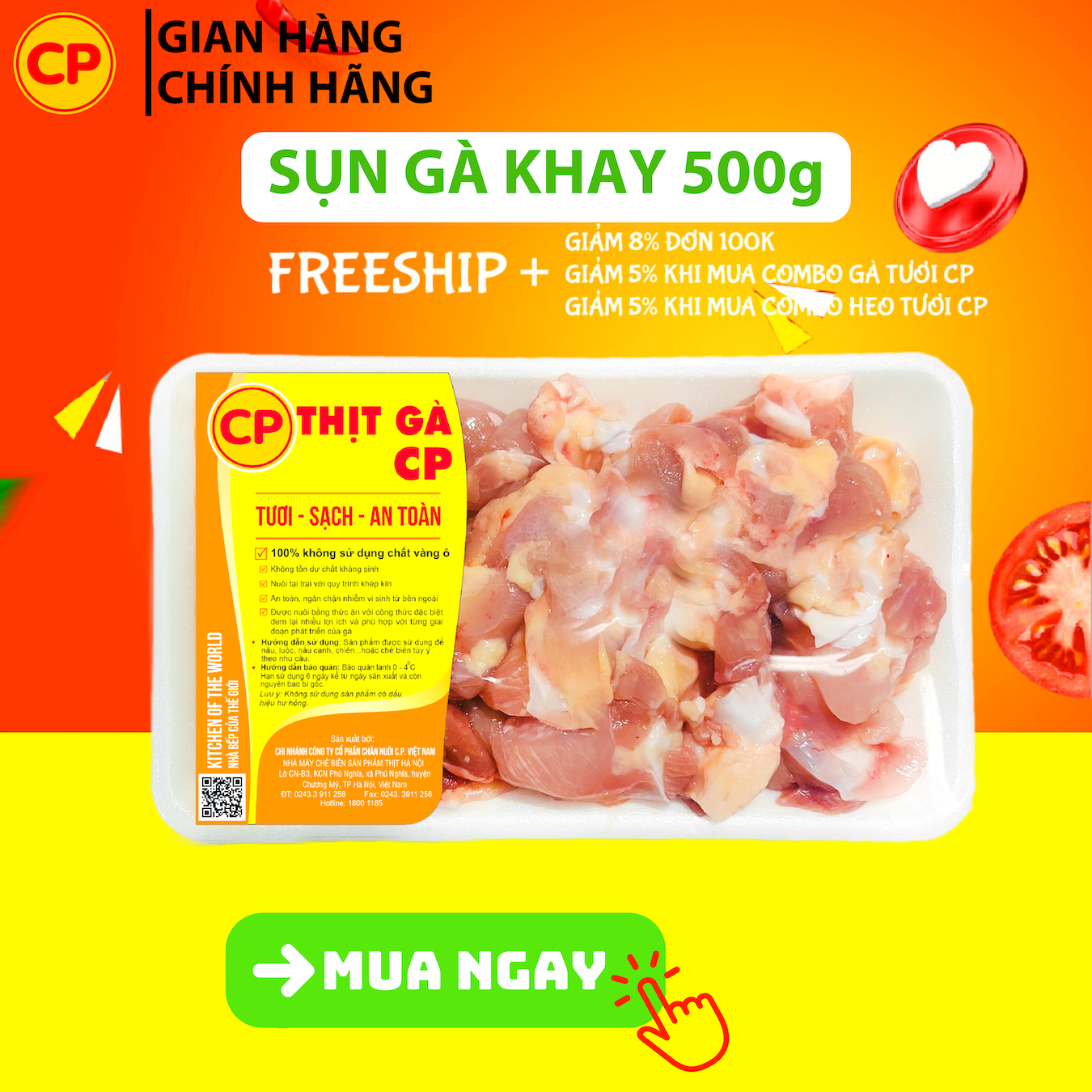 Sụn gà CP 500g - thịt gà cp tươi sạch