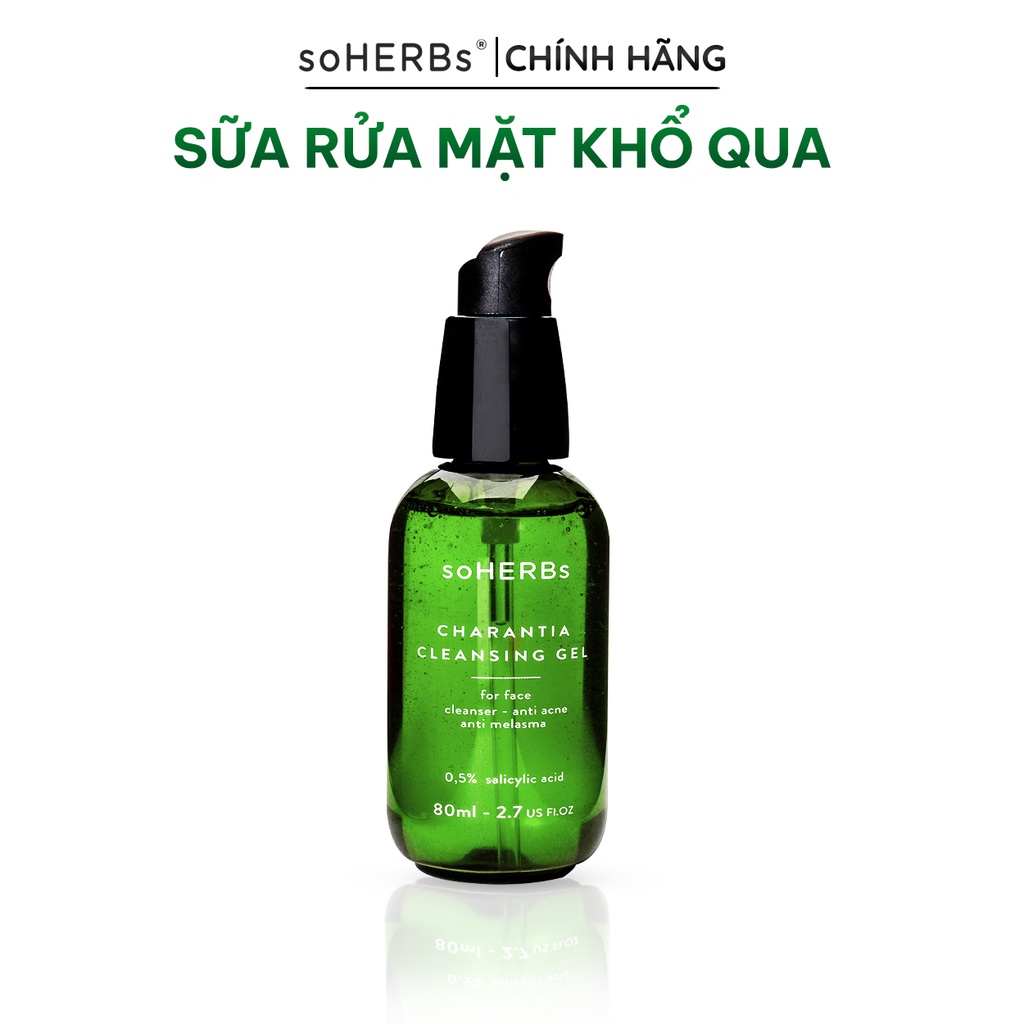 Sửa rửa mặt khổ qua soherbs - charantia cleansing gel dịu nhẹ lành tính 80ml