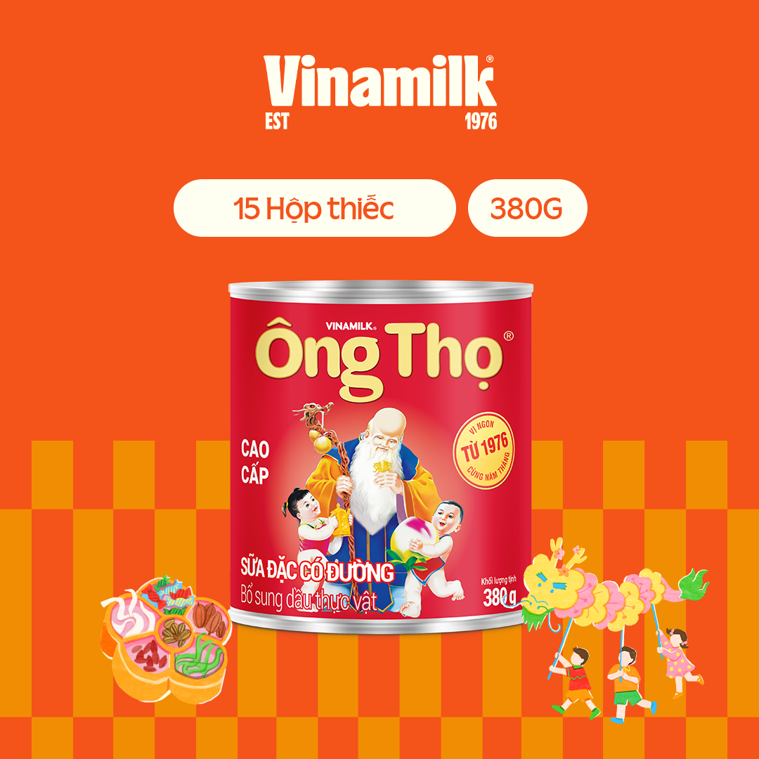 15 Hộp Sữa đặc có đường Ông Thọ đỏ Hộp thiếc 380g
