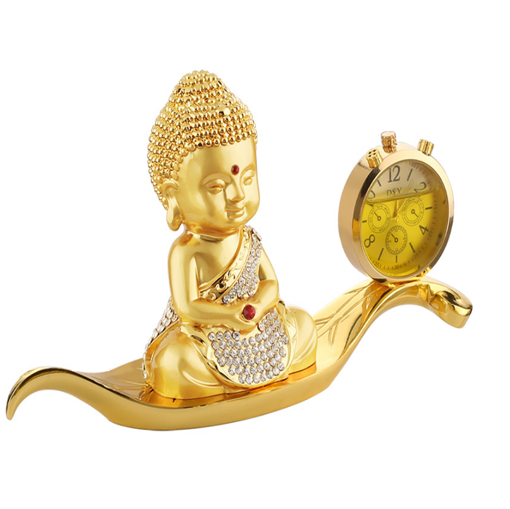 Tượng phật đúc đồng kiêm đồng hồ trang trí trên ô tô, xe hơi A72542