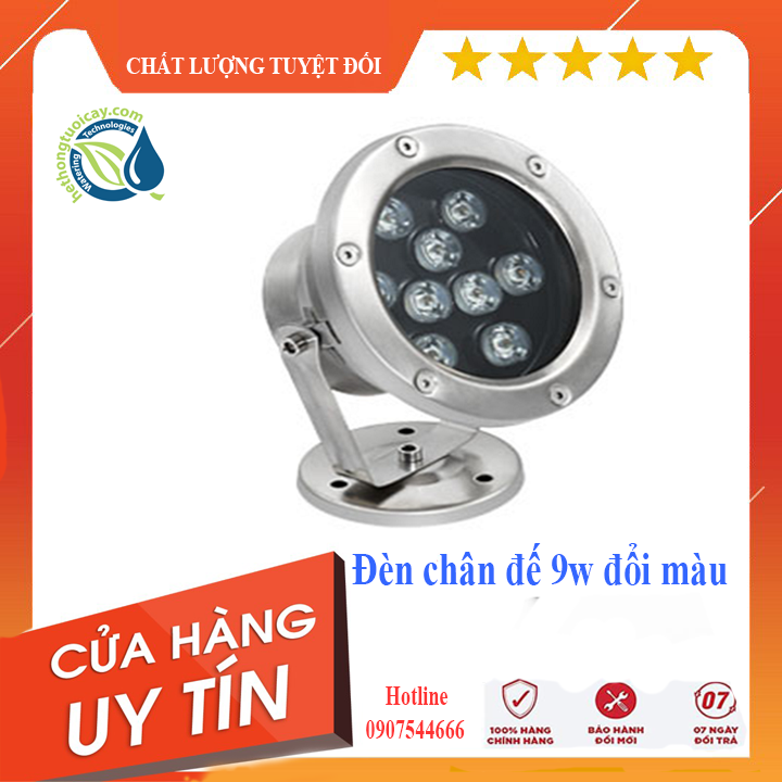 Đèn led âm nước có đế 9w đổi màu 24vac