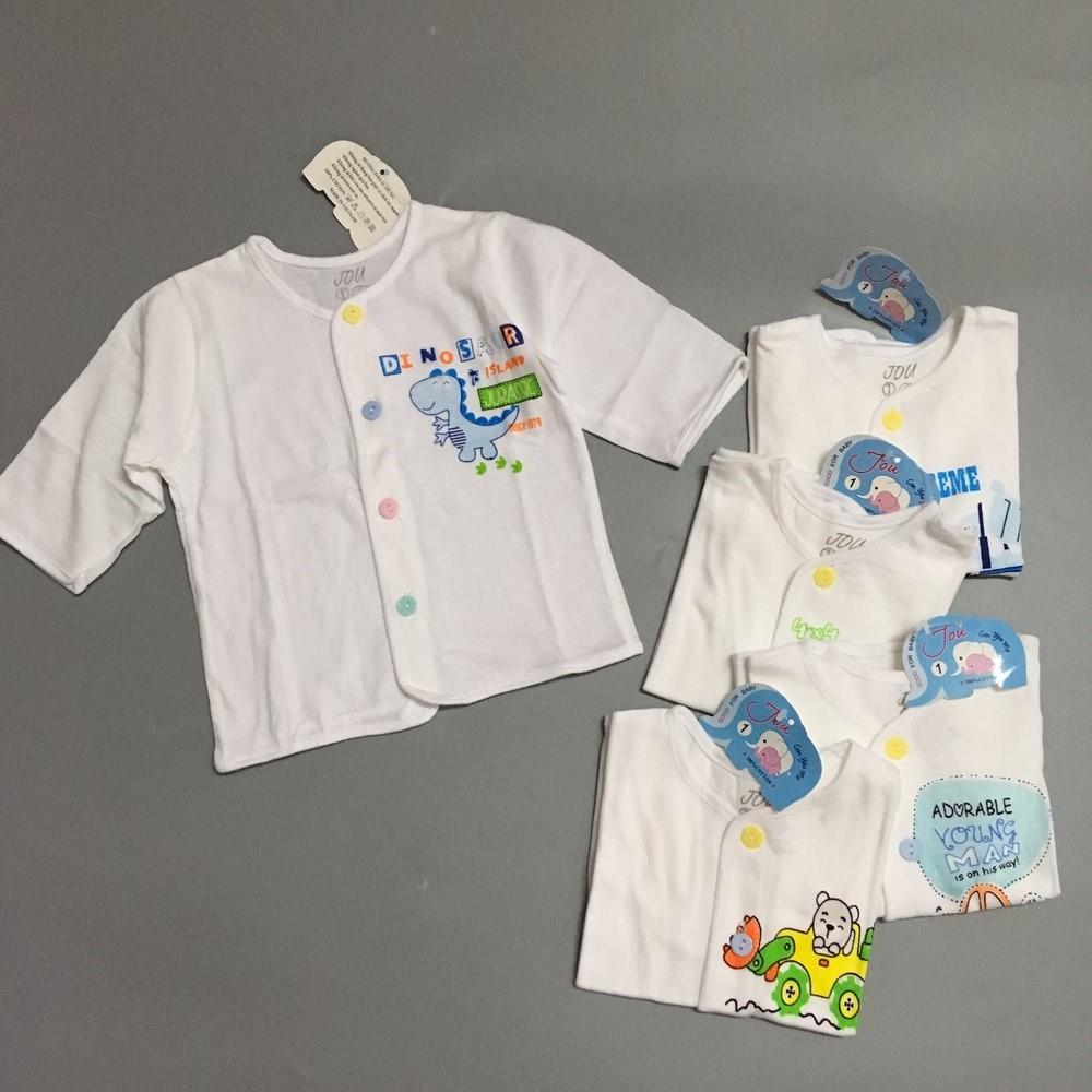 [HCM]Combo 5 Áo Trắng CÀI GIỮA CỔ TIM TAY DÀI Jou