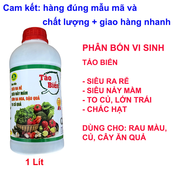 Phân bón hữu cơ vi sinh TẢO BIỂN ( 1 LÍT ); Siêu ra rễ - Siêu nảy mầm - To củ - Lớn trái - Chắc hạt - Xanh cây - To lá, dày lá; phân bón hữu cơ; phân bón vi sinh