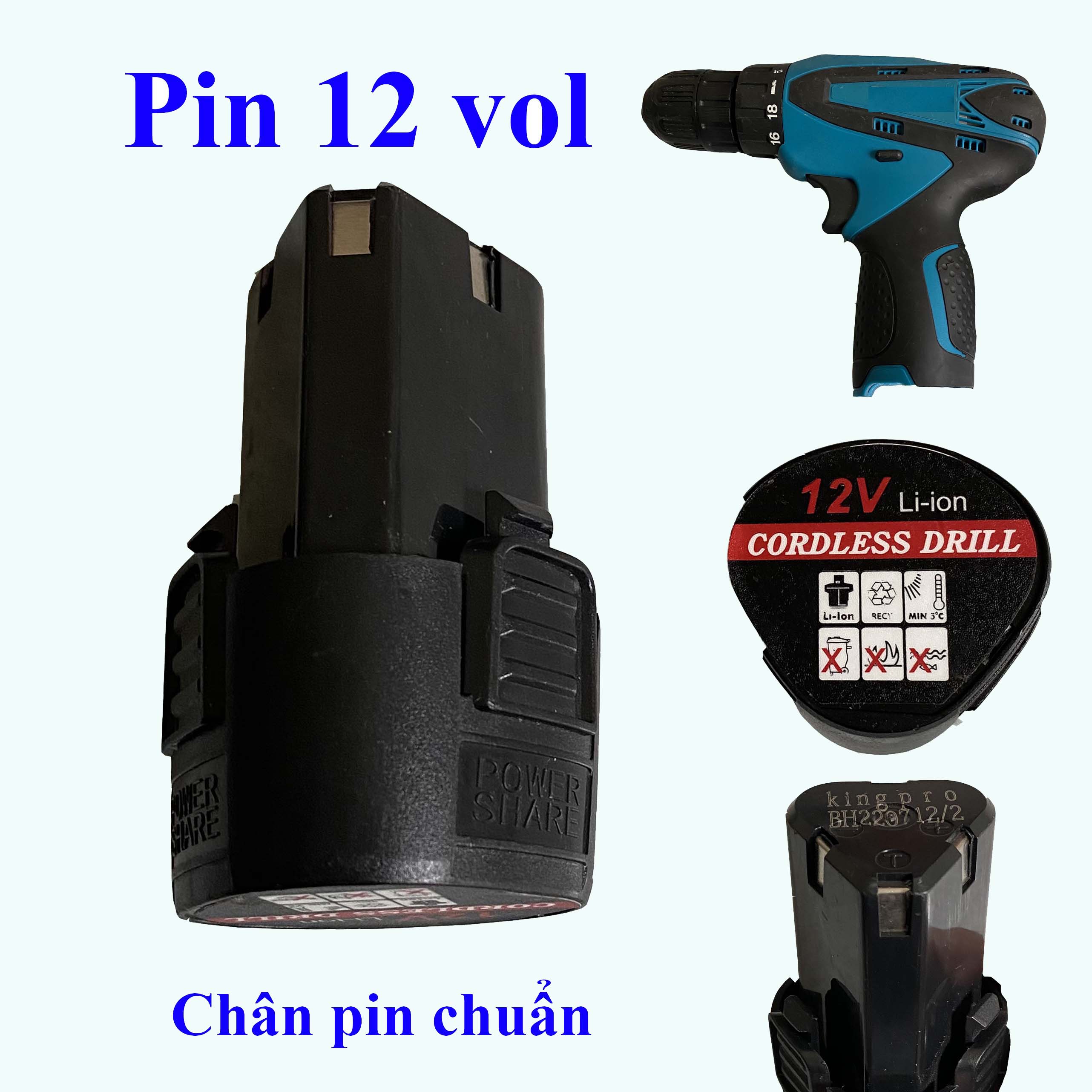 Pin 12vol chân tam giác dùng cho máy khoan pin 12vol | Tổng Kho Máy Cơ Khí ATC