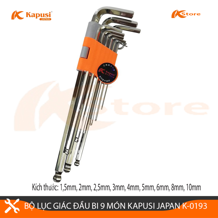 BỘ LỤC GIÁC ĐẦU BI 9 MÓN KAPUSI JAPAN K-0193