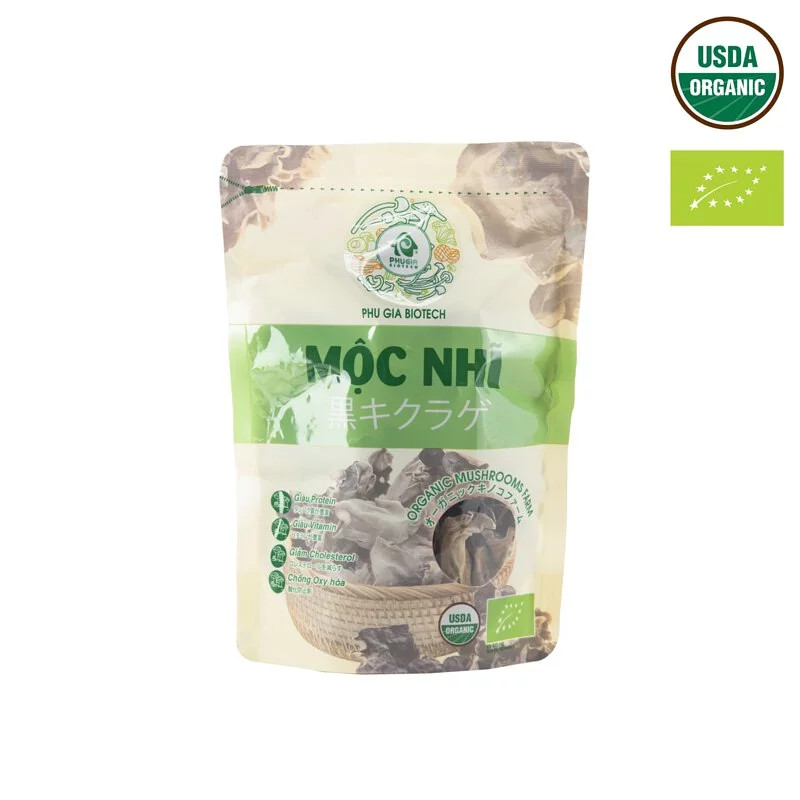 Mộc Nhĩ Hữu Cơ Gói 75g/100g - Nấm Phú Gia