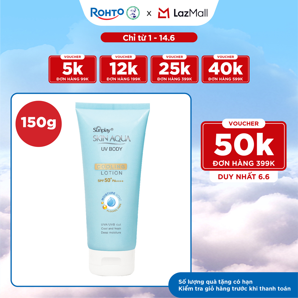 Kem chống nắng body Skin Aqua mát lạnh dùng hàng ngày  Sunplay Skin Aqua UV Body Cooling Lotion SPF 50+ PA++++ 150g