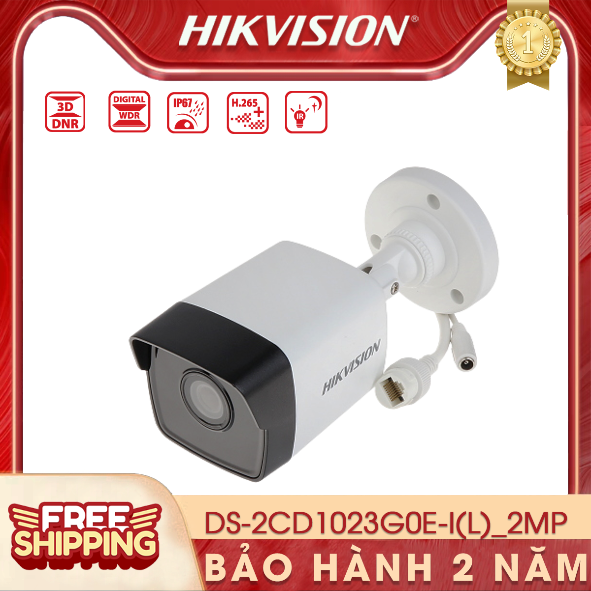 🚩 camera quan sát ip hồng ngoại tầm xa 30m hikvision ip ds-2cd1023g0e-i | 2mp | chống bụi, nước | phát hiện chuyển động