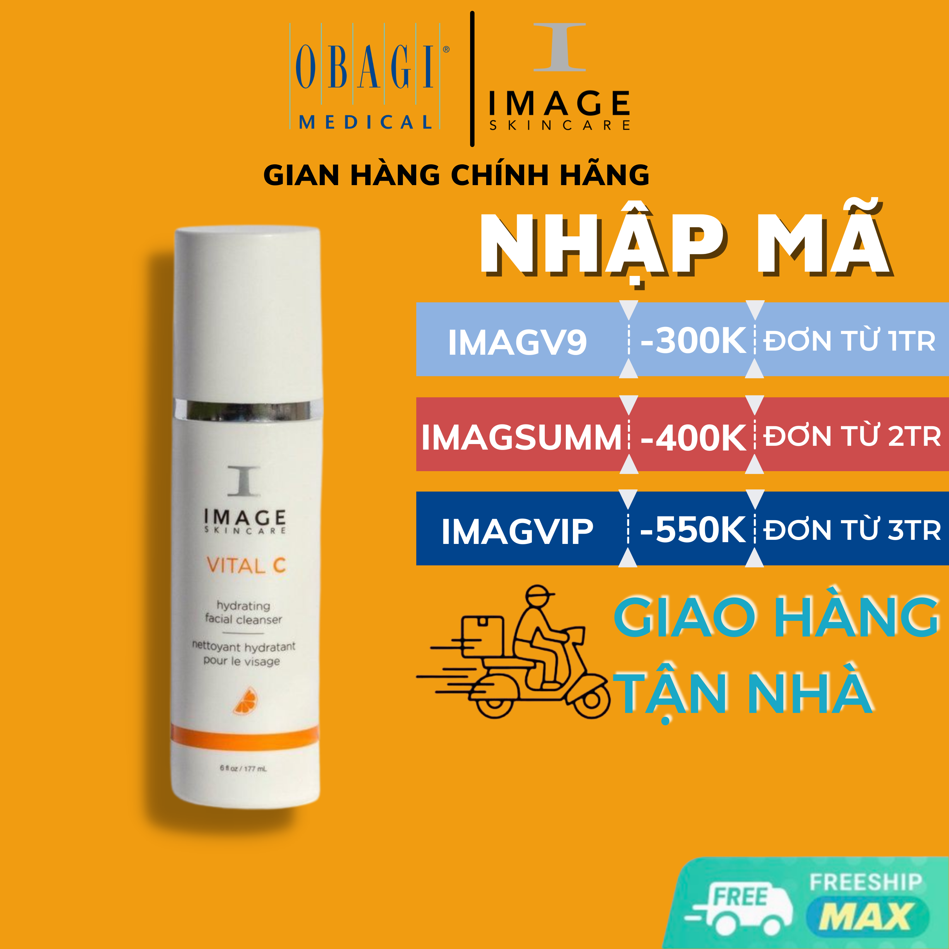 [CHÍNH HÃNG] SỮA RỬA MẶT DƯỠNG ẨM LÀM TRẮNG DA - IMAGE VITAL C - 177ML.