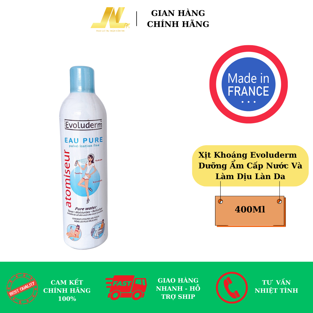 Xịt khoáng evoluderm dưỡng ẩm cấp nước & làm dịu da 400ml