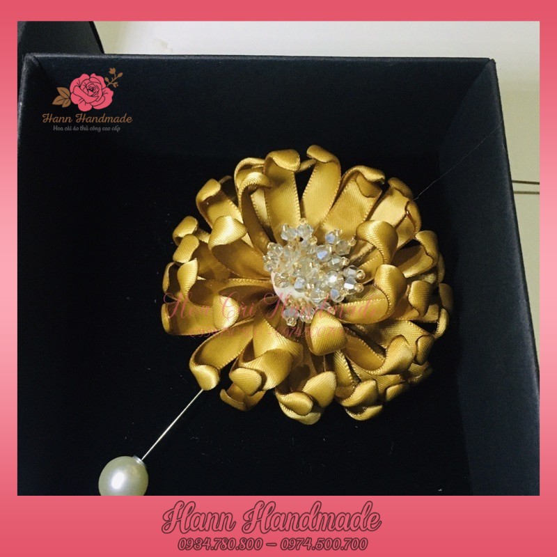 Sỉ Hoa Cài Áo Hoa Cúc Ruy Băng [HANN HANDMADE - Hoa cài áo, phụ kiện thời trang sỉ]