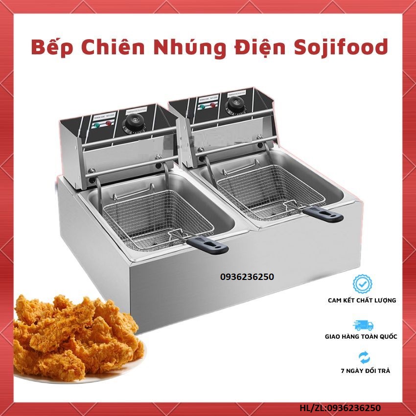 Bếp chiên nhúng điện 6l 12l sojifood, bếp chiên ngập dầu công nghiệp, nồi chiên ngập dầu- hàng nhập khẩu