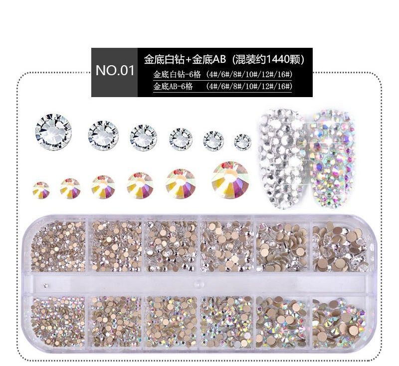 Khay đá đính móng nhiều màu nhiều size -phụ kiện nails