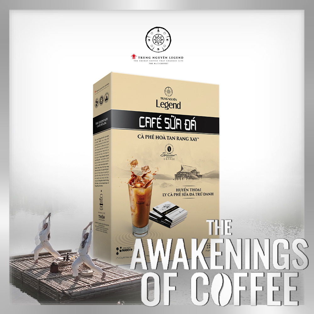 Trung Nguyên Legend - Cà phê hoà tan rang xay 3in1 Cafe sữa đá - Hộp 9 gói x 25gr