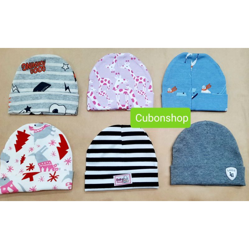 Mũ nỉ cotton 2 lớp thu đông cho bé sơ sinh