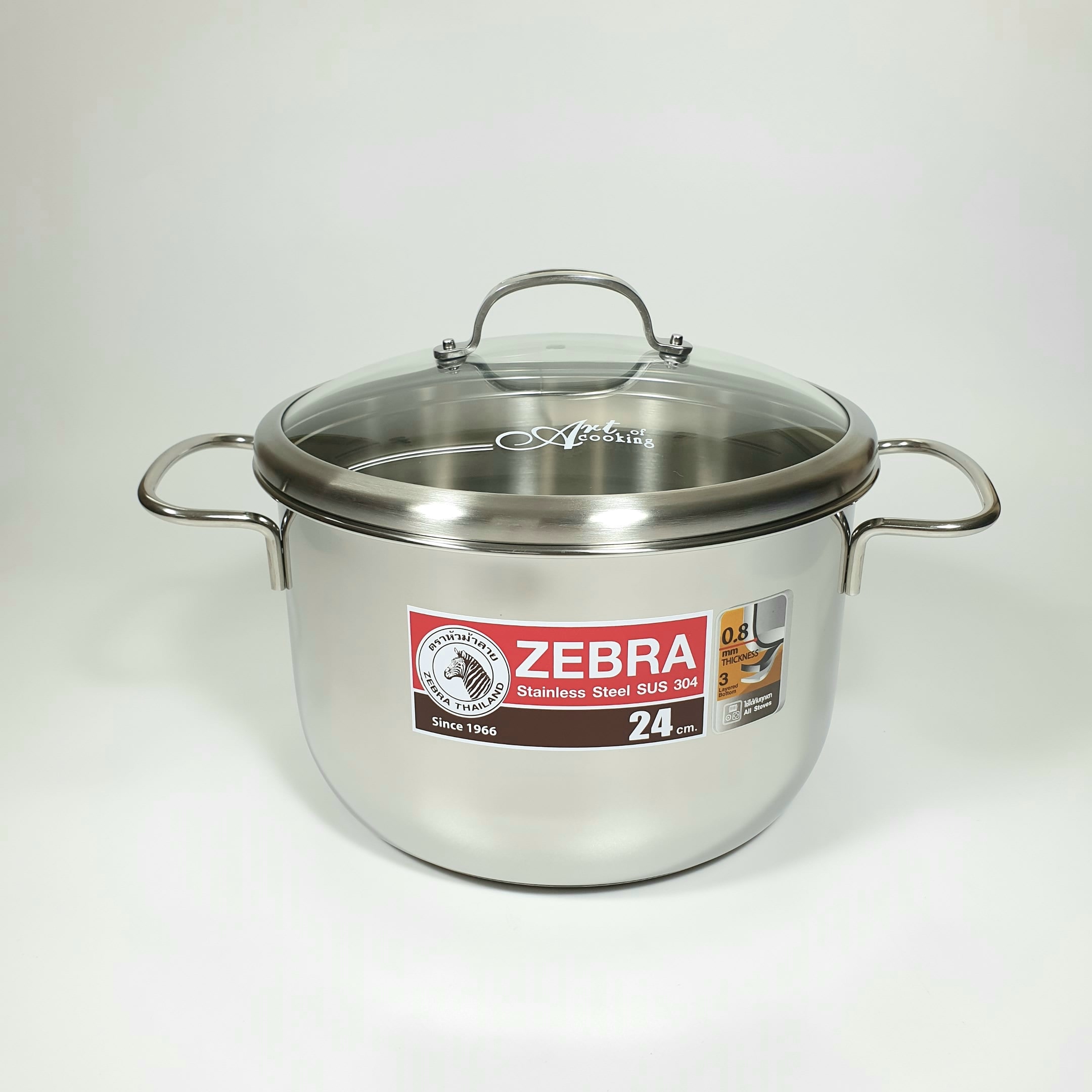 Nồi zebra 3 đáy extreme infinity 24cm 6.2l nắp kính - 162298. nhập khẩu thái lan