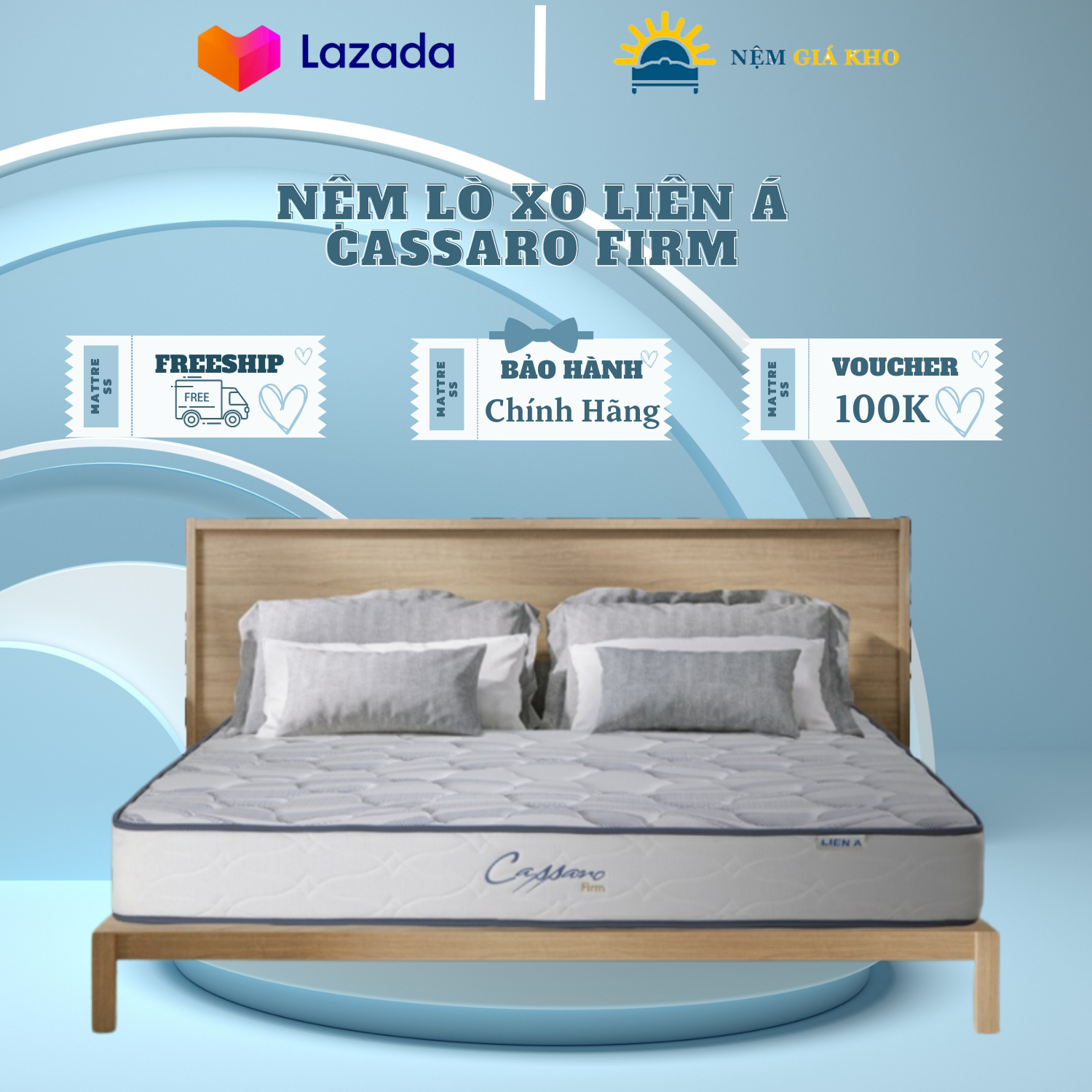 Nệm lò xo liên á cassaro firm - chính hãng