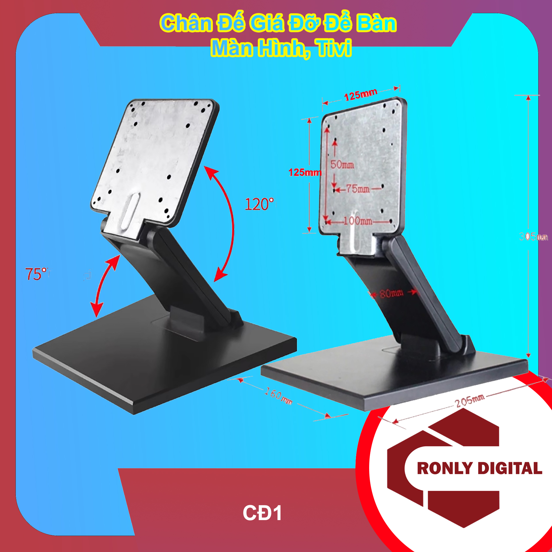 Chân đế màn hình vesa 50 mm 75 mm 100 mm, chân đế màn hình di động, màn hình máy tính để bàn 8-17inch và 10-27inch cđ0 and cđ1