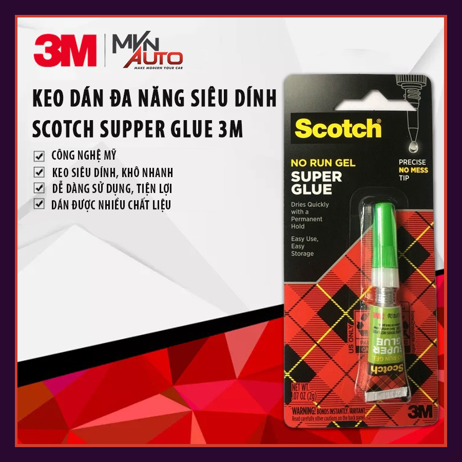 Keo dán đa năng siêu dính dạng sệt no run gel scotch supper glue 3m ad113 2g – mvn auto