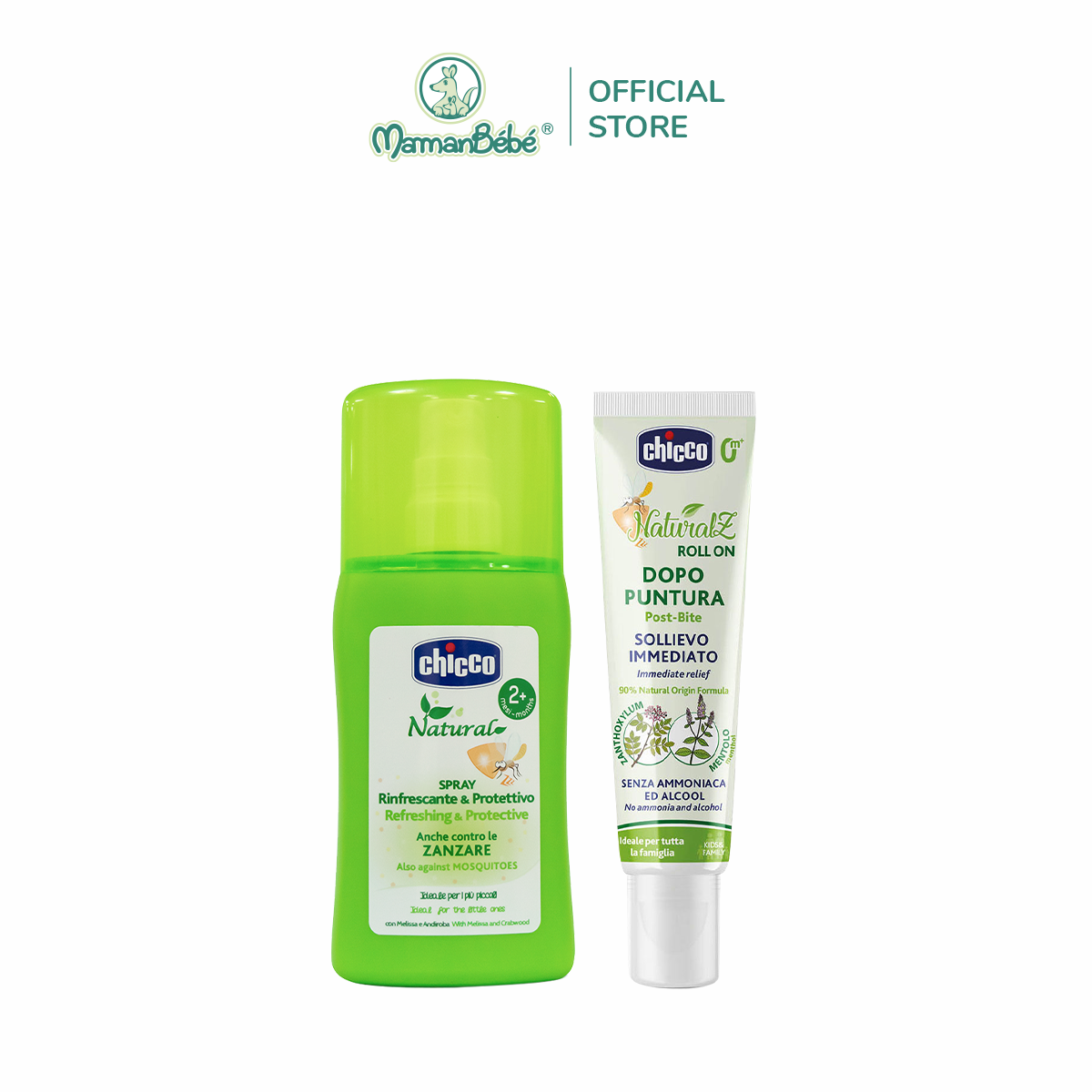 Combo 1 xịt đa năng xua muỗi Chicco + 1 lăn bôi vết muỗi đốt, côn trùng cắn Chicco