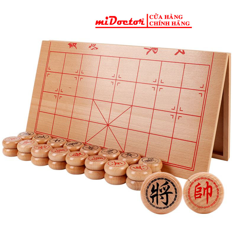 Bộ cờ tướng gỗ sồi + bàn cờ tướng 40x35cm - hàng chính hãng midoctor