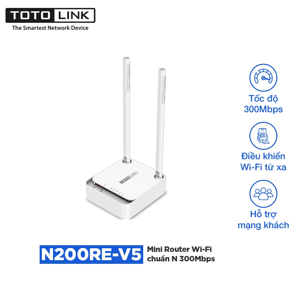 Router wifi chuẩn n 300mbps totolink n200re-v5 - hãng phân phối chính thức