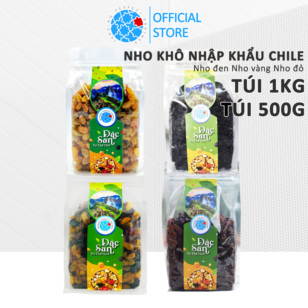 Nho khô trading perfect partner túi 1kg/500g nhập khẩu từ chile