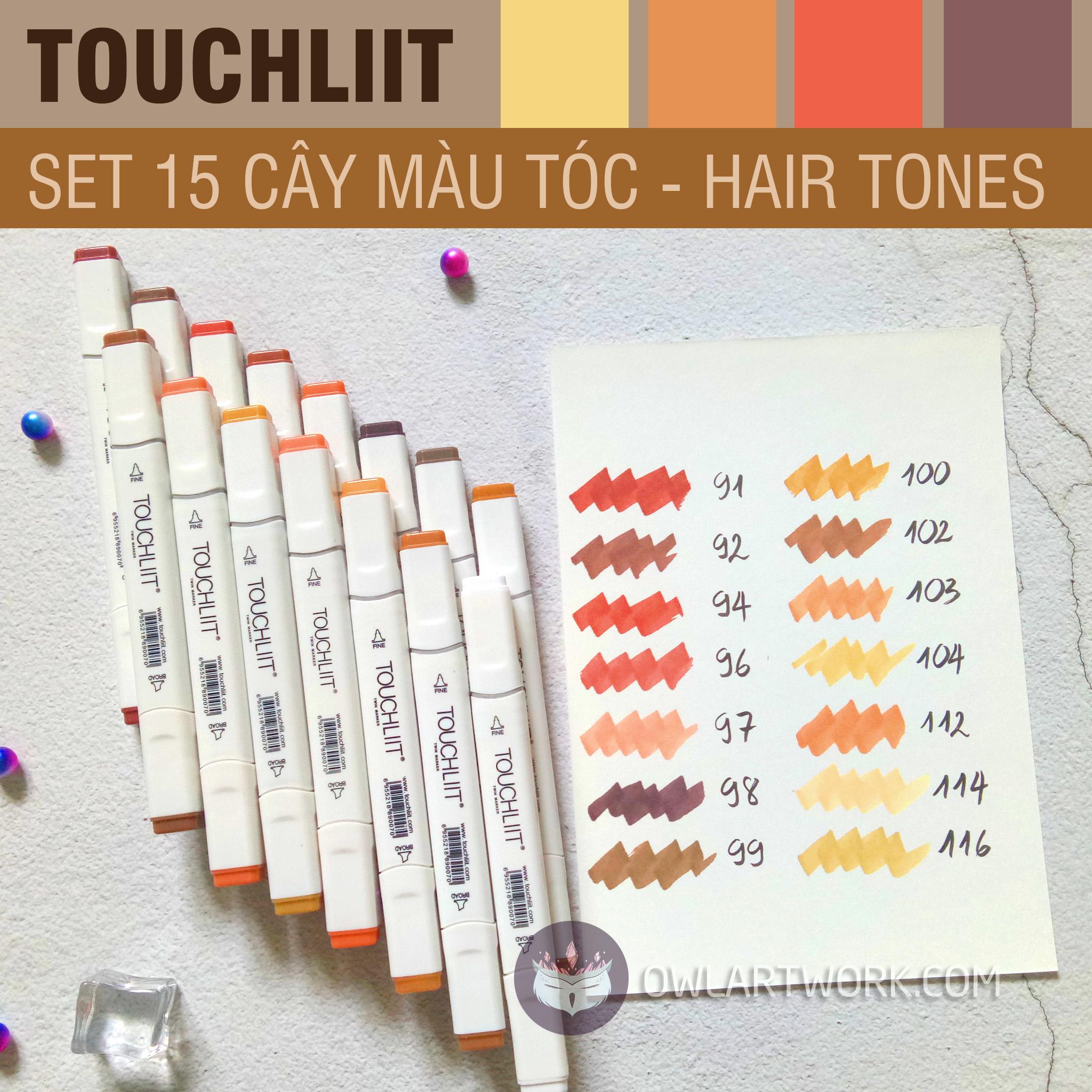 Bút marker Touchliit 6, set 15 cây màu tóc – Tặng kèm túi vải