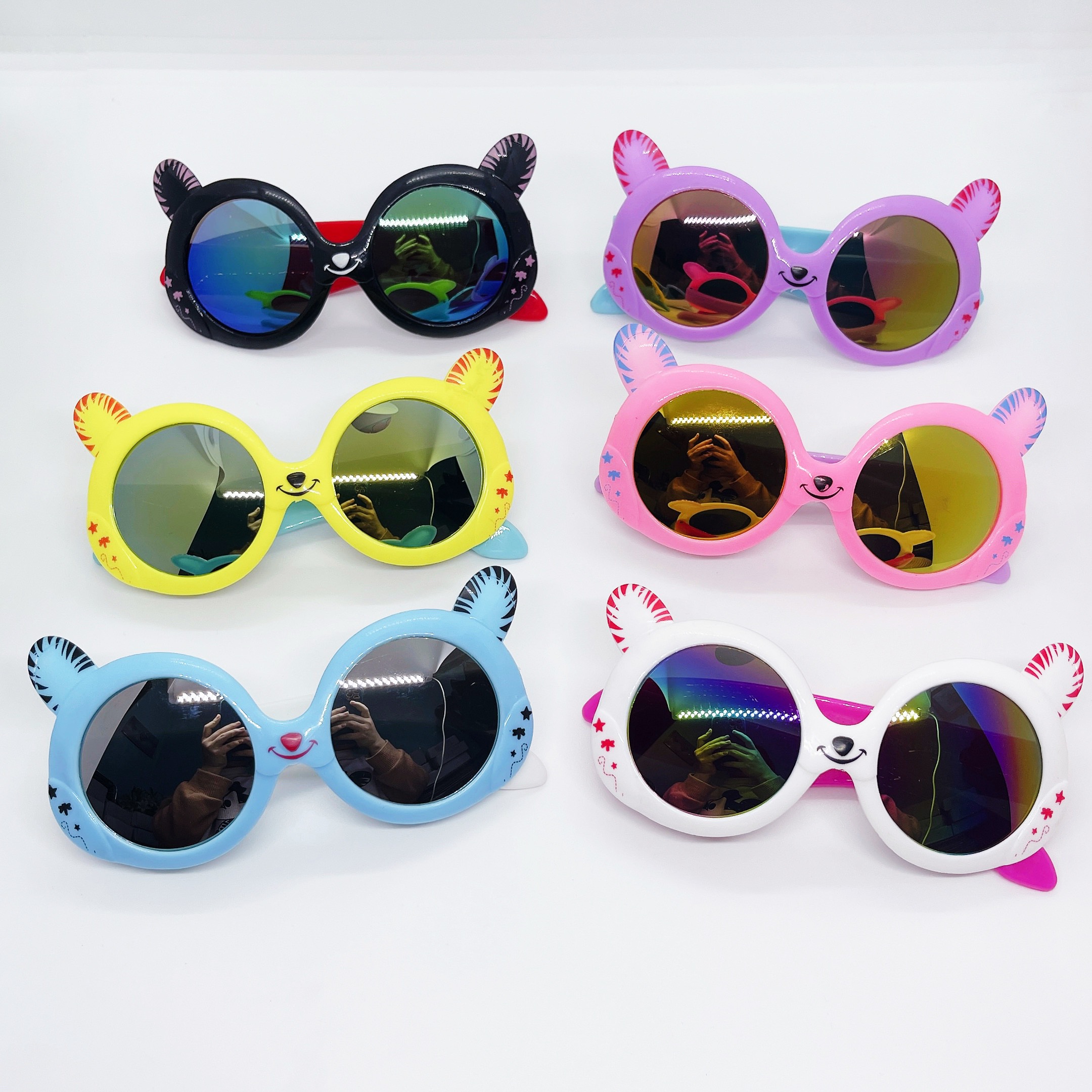 Kính râm tráng gương mắt gấu đáng yêu cho bé từ 1-9 tuổi, gọng kính chống nắng chống bụi cho bé trai bé gái