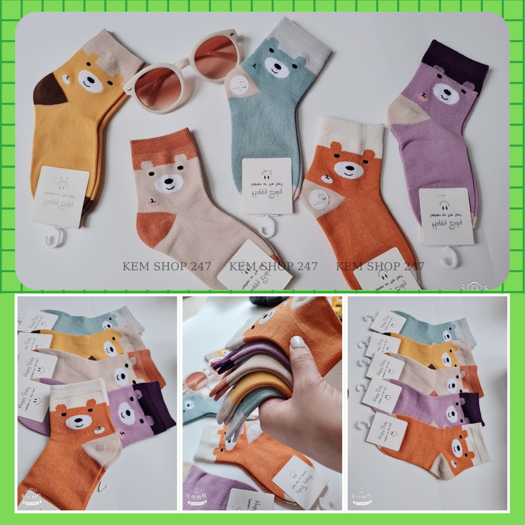Sét 5 đôi tất/vớ cotton xinh xắn cho bé gái 1-10 tuổi