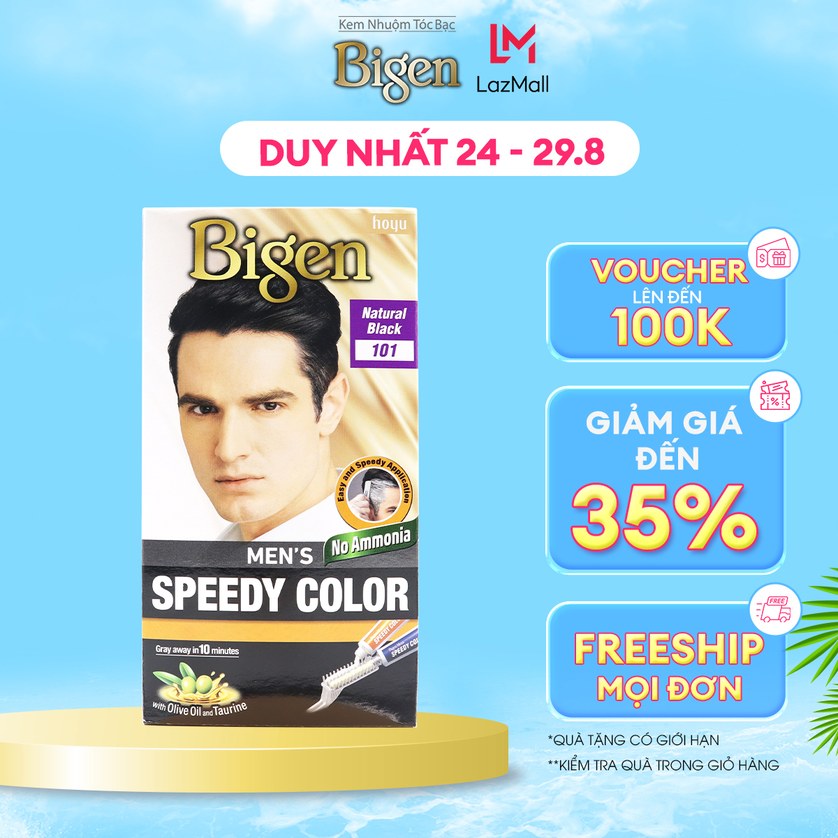Thuốc nhuộm phủ bạc Bigen Men dành cho nam, nhuộm tóc bạc hoàn toàn, mùi dễ chịu, tiện lợi 80g dạng kem