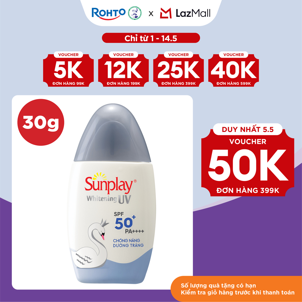 Kem chống nắng Sunplay dưỡng trắng da, dạng sữa Sunplay Whitening UV SPF 50, PA++++ 30g