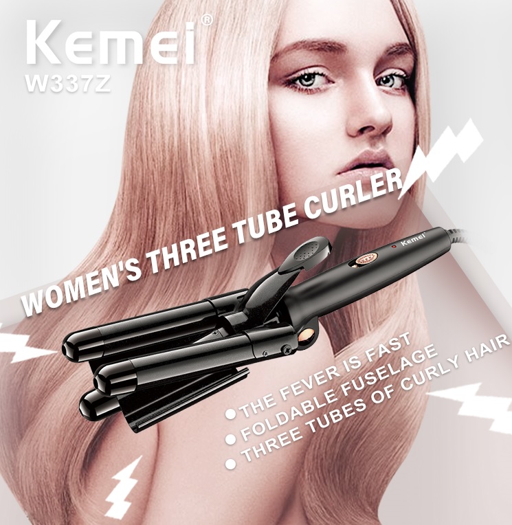 Máy Dập Sóng 3 Trục Gấp Gọn Có Chỉnh Nhiệt Kemei Km W337z