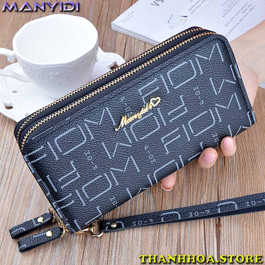 Ví cầm tay nữ da cao cấp chống ẩm, mồ hôi tay tốt, đựng điện thoại, nhiều ngăn đẹp, sang trọng, dễ thương, giá rẻ (3 màu đen, hồng, xanh) - Ví nữ cầm tay - Bóp cầm tay nữ - thanhhoa.store Y7009