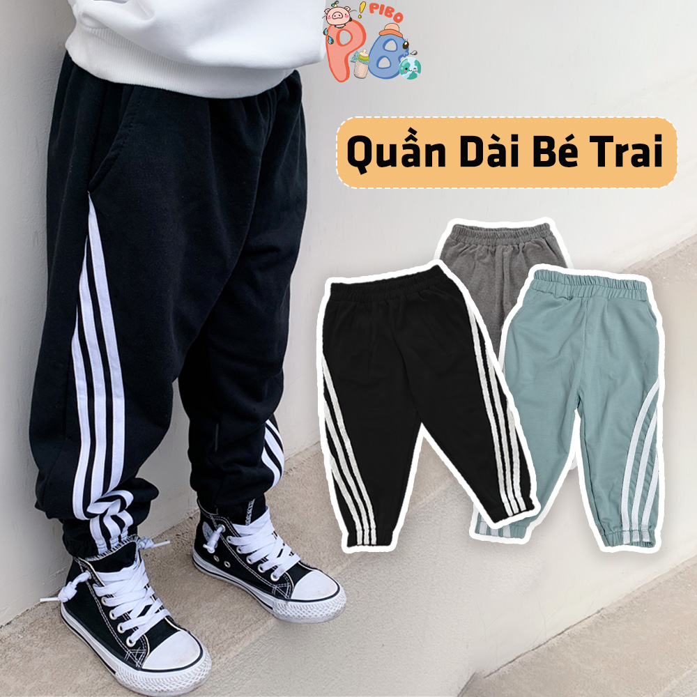 Quần dài thể thao cho bé trai bé gái kẻ sọc có túi - pibo -t3