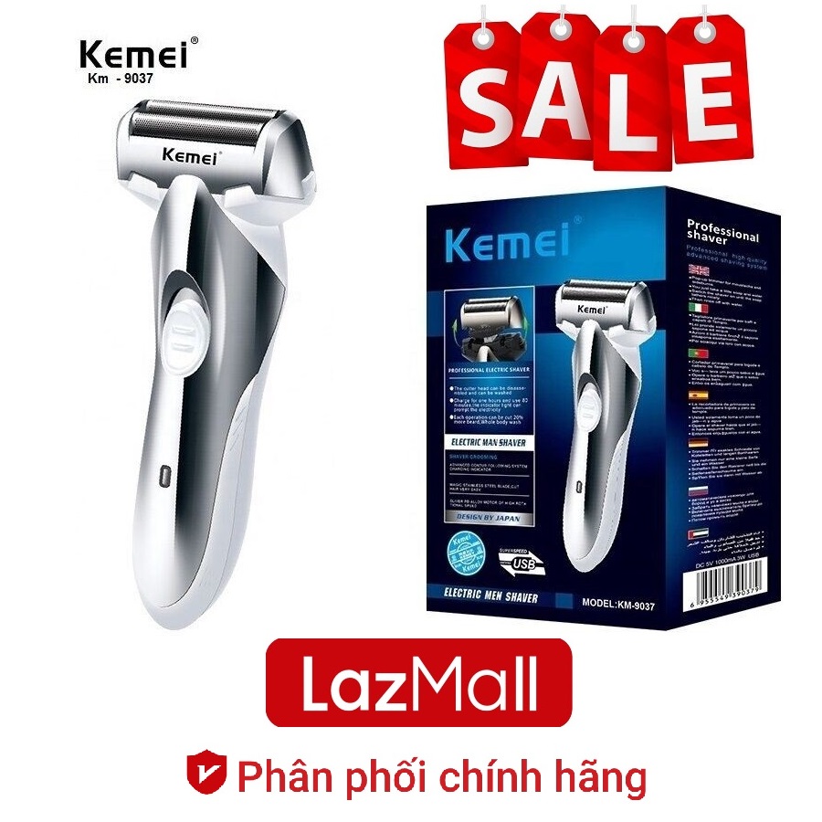 LazMall Xiaomi SALE UP TO 50% Máy Cạo Râu Cao Cấp Nhật Bản Cạo Sạch Râu Nhanh Chóng Kemei 2 Lưỡi Kép Km 9037 Pin Sạc Tiện Dụng Động Cơ Mạnh Mẽ, Hoạt Động Êm Ái Chất Liệu Cao Cấp, Độ Bền Cao Theo Thời Gian