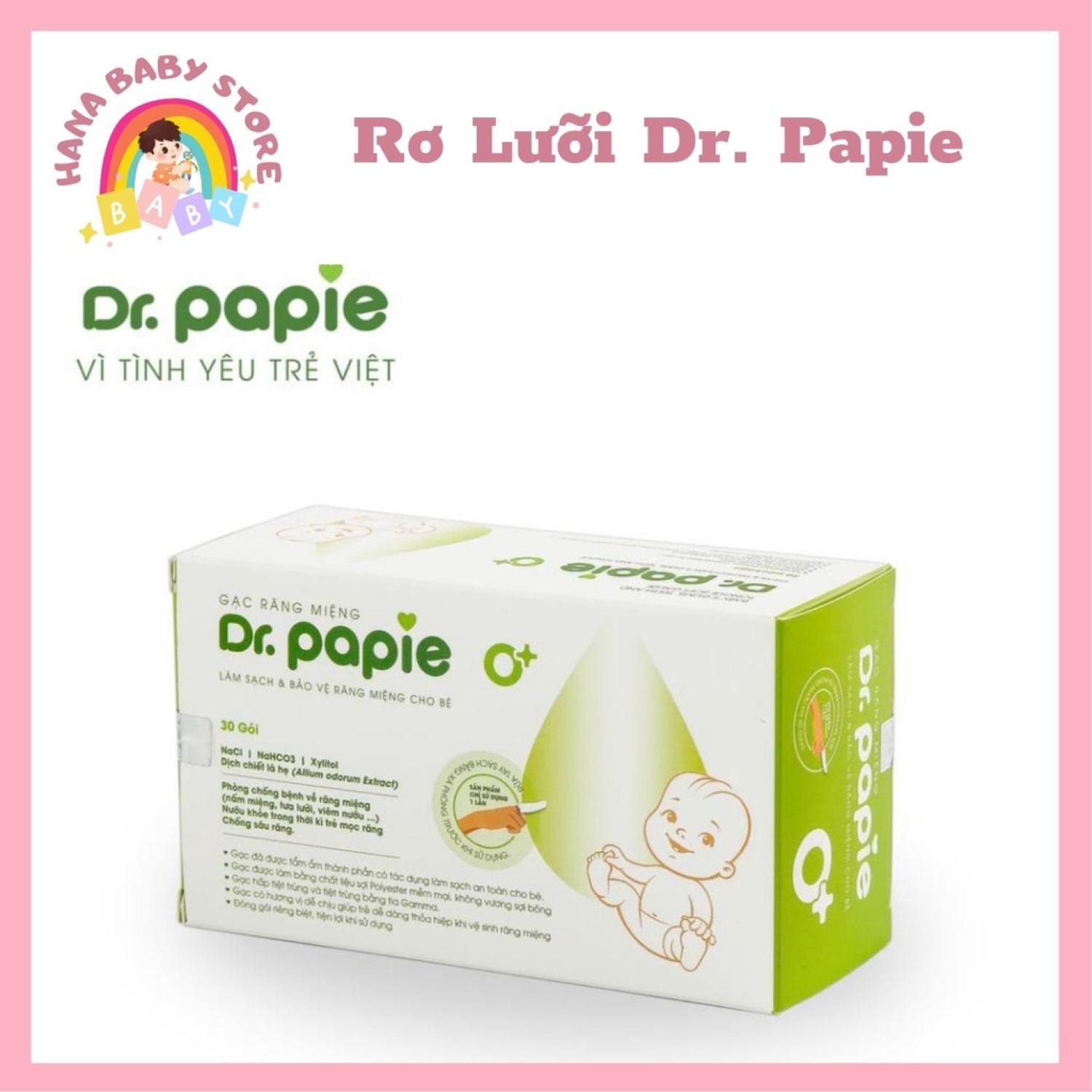 Gạc rơ lưỡi dr.papie 30gói/hộp