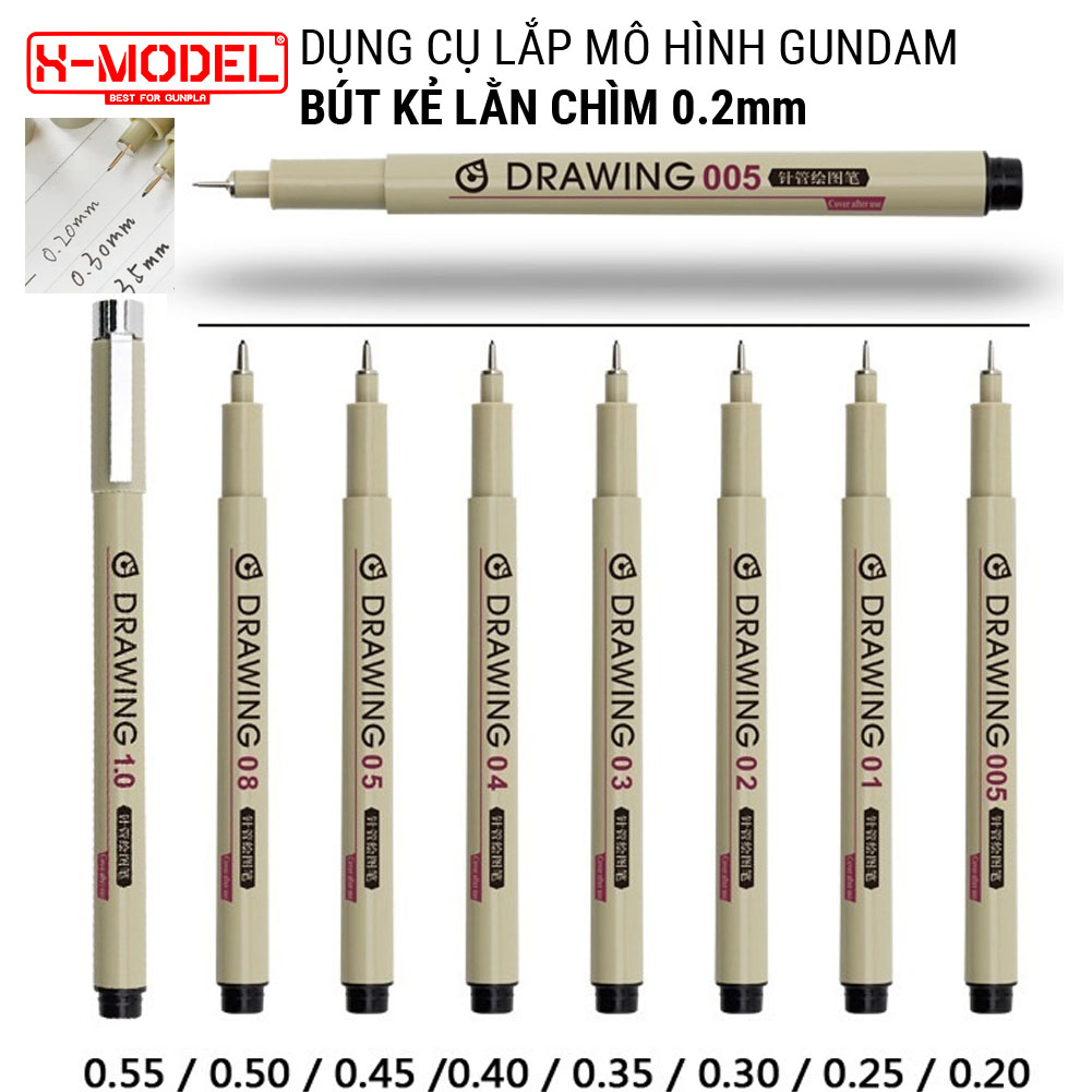 Bút kẻ lằn chìm tô màu XMODEL lắp ráp mô hình Gundam Bandai, dụng cụ kẻ lằn đồ chơi Gundam Nét 0.2mm