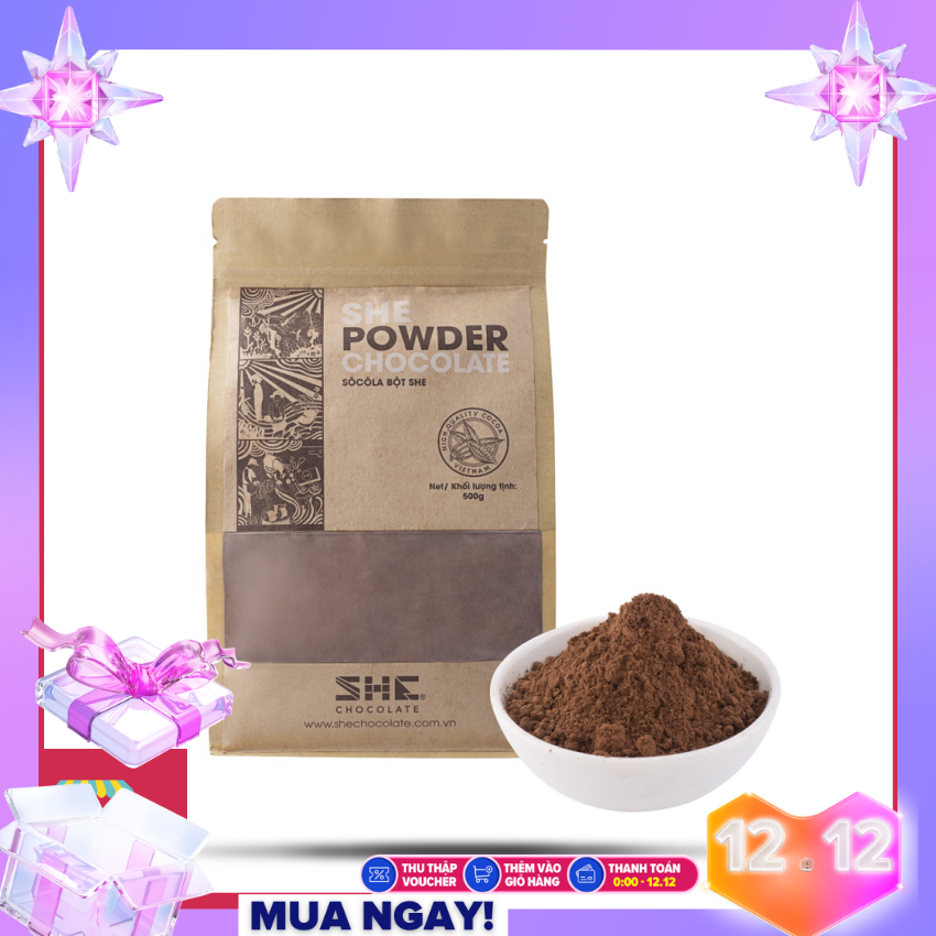 Socola SHE 500grsô cô la đen nguyên chất 100%socola giảm cânbột cacao nguyên chấtlựa chọn cho sức khỏebột socola làm bánh kẹo pha thức uống dinh dưỡng làm kem socola Siêu Thị Gia Đình Là Số 1