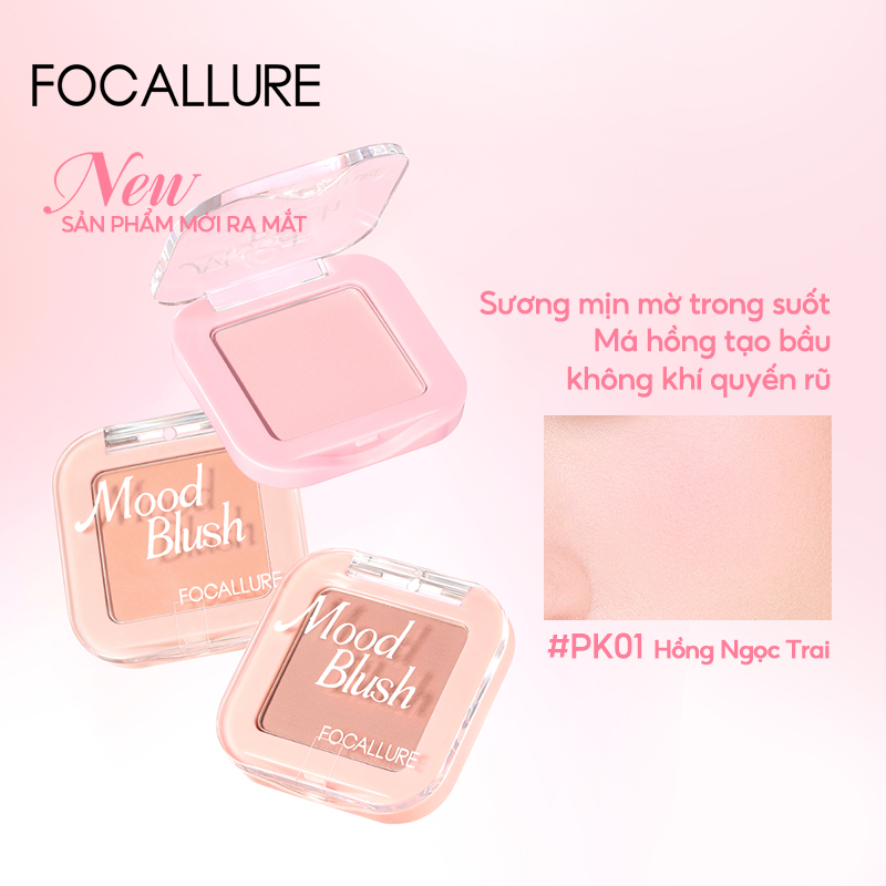 Focallure Soft Matte Blush Kết cấu siêu mịn & mịn Thành phần dưỡng ẩm kép Thân thiện với người mới bắt đầu 2.7g