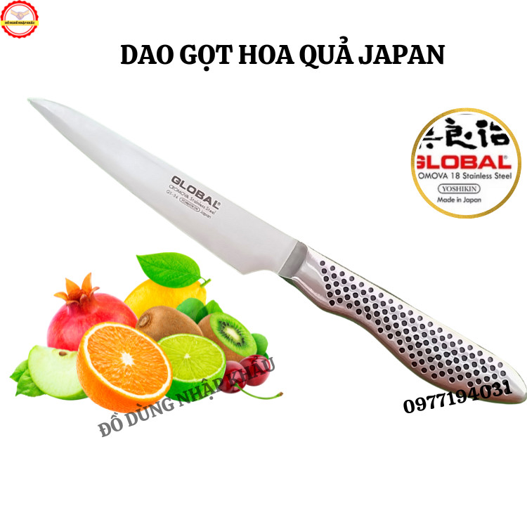 Dao gọt trái câycao cấp Global nhập khẩu từ Nhật Bản- Thép trắng đúc nguyên khối không gỉ