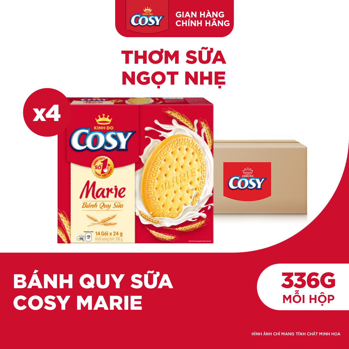 Combo 4 Bánh Quy Sữa Cosy Marie 336g