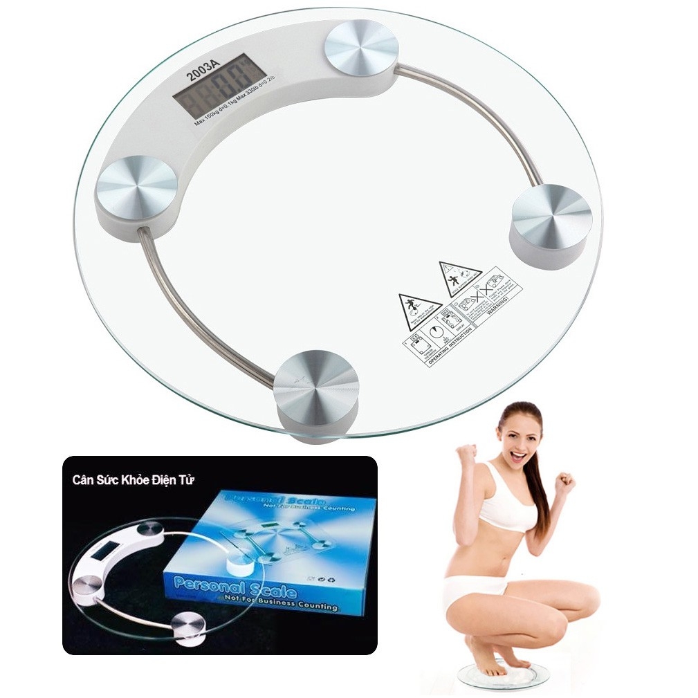 Cân điện tử mặt kính personal scale, cân điện tử chăm sóc sức khỏe độ bền cao chịu lực lên tới 180kg, độ chính xác cao tặng kèm pin tiểu.