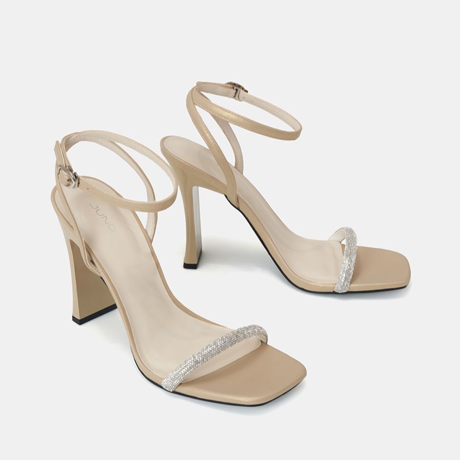 Giày Sandal Nữ 11cm Thời Trang JUNO Gót Thanh Phối Dây Kim Tuyến SD11016