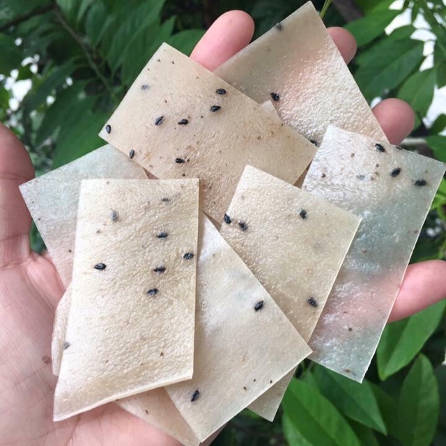 Bánh phồng nước cốt dừa vị chuối - hộp 500gr, bánh phồng chuối, bánh phồng tôm cà mau, bánh phồng tôm năm căn, đồ ăn vặt, món ngon cà mau
