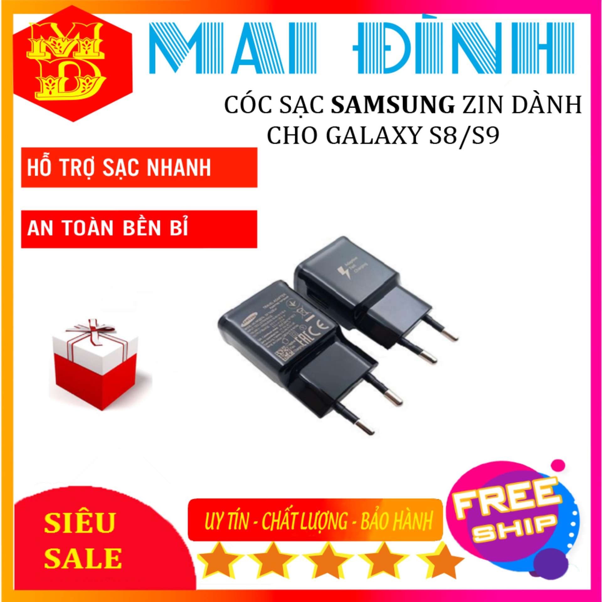 Cóc sạc anroid thương hiệu mai đình dành cho samsung galaxy s8/s9 zin