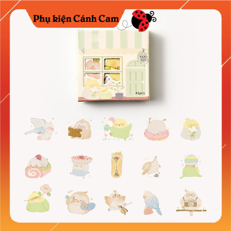 Sticker Hộp Ngôi Nhà 45 Miếng Dán Nhiều Hình Dễ Thương - Phụ kiện Cánh Cam