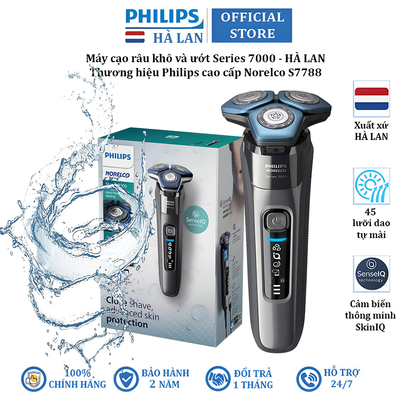 Máy cạo râu khô và ướt cao cấp thương hiệu Philips Norelco S7788/82 - Hàng Nhập Khẩu